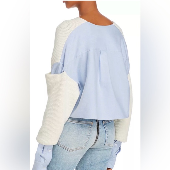 Alexander Wang Cream Ribbed Cropped Women’s Sweater - Picture 2 of 12